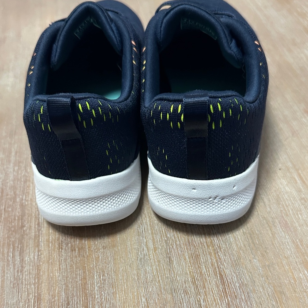 Skechers Black Slip-On Athletic Shoes with Rainbow Stitching - Picture 5 of 9